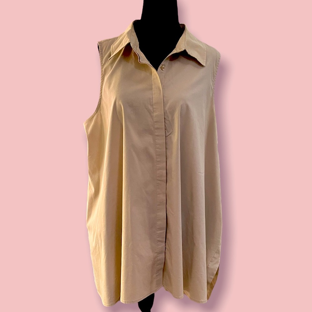 Zac & Rachel Sleeveless Collared Tank Top in Beige